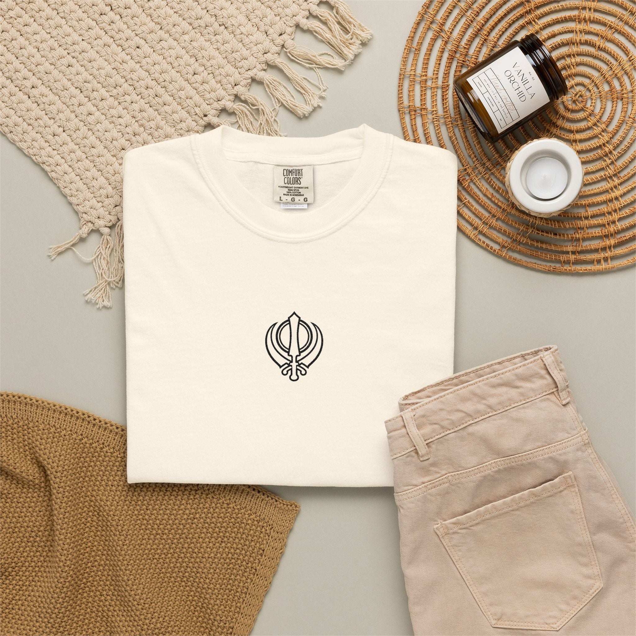Embroidered Khanda unisex T Shirt