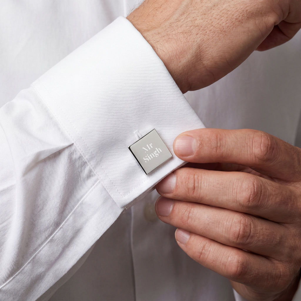 "Mr Singh" Engraved Square Cufflinks