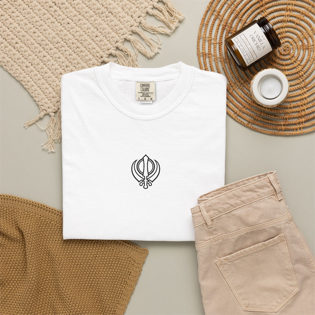 Embroidered Khanda unisex T Shirt